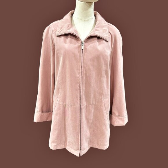 London Fog Womens Lightweight Zip-up Jacket Blazer Size M Petite Pink Lined - Picture 3 of 12